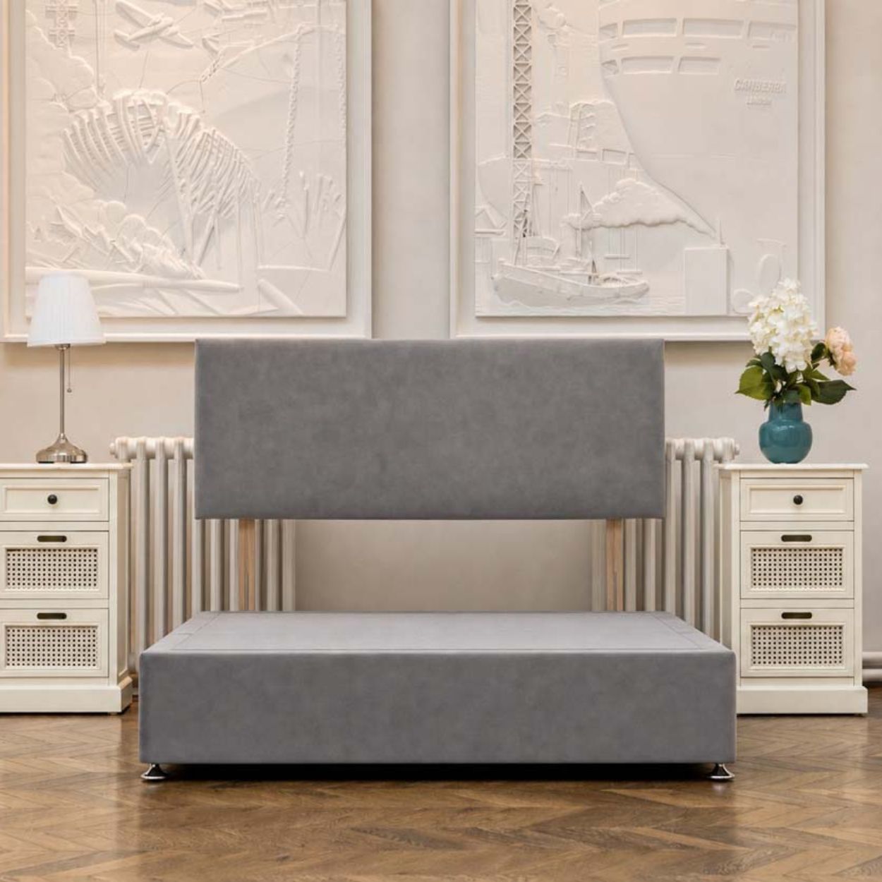 Double (4ft6) DFI Beds Ashgrove Divan Bed and Headboard Grey