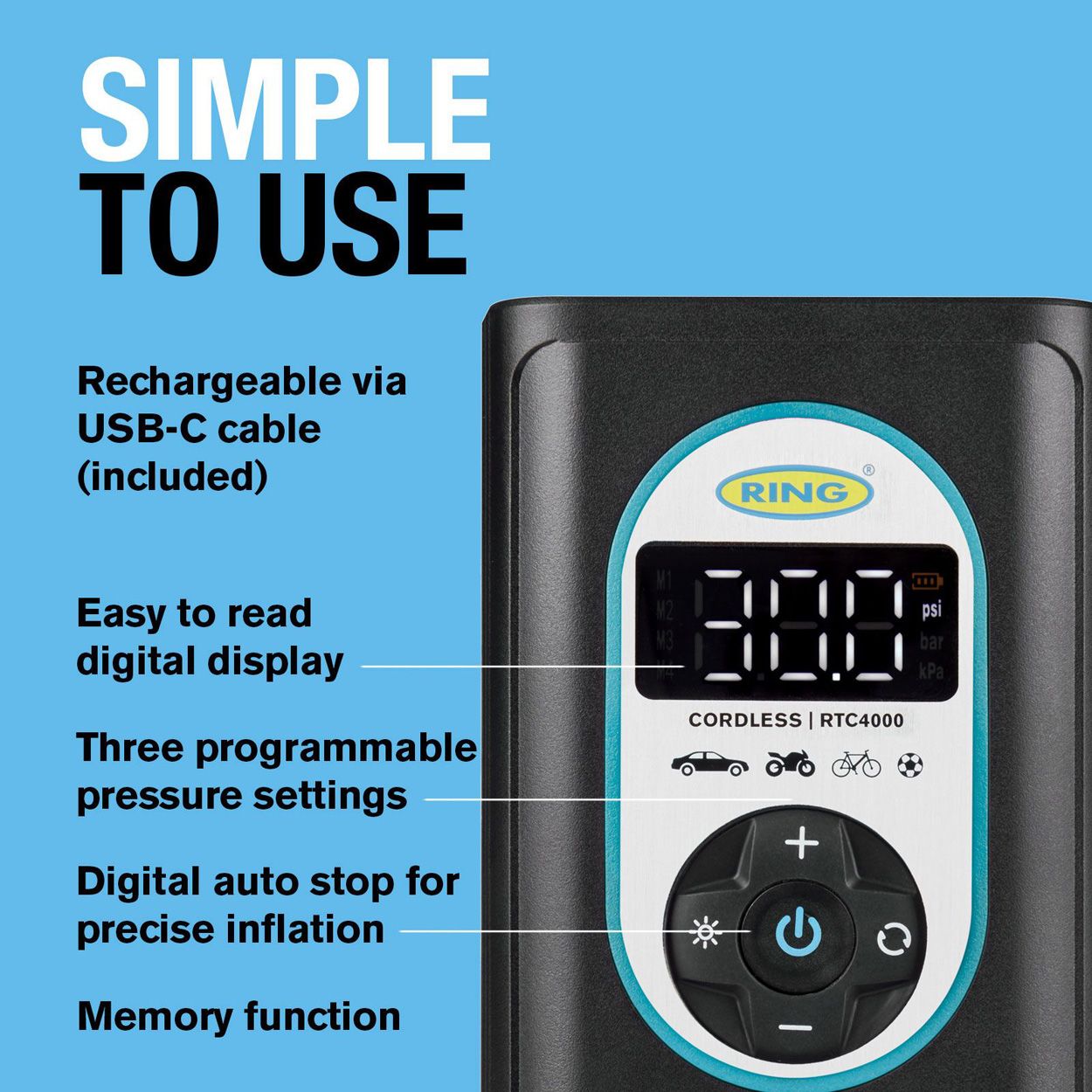 RTC4000 Cordless Tyre Inflator