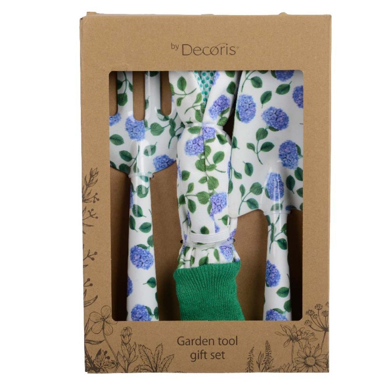 Hydrangea Print Steel Garden Tool Set with Gloves