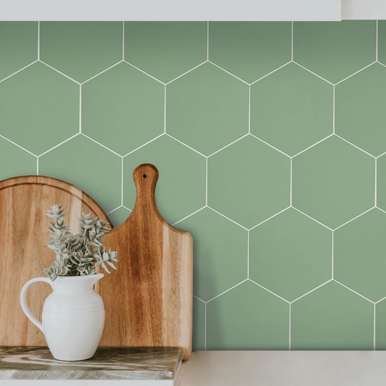 Hexagon Green Peel & Stick Luxury Wall