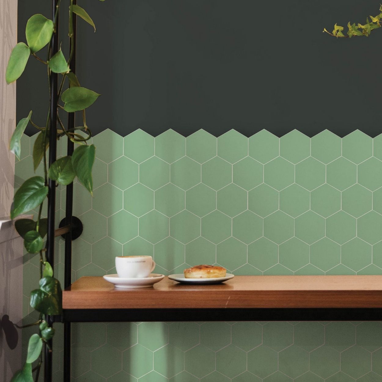 Hexagon Green Peel & Stick Luxury Wall