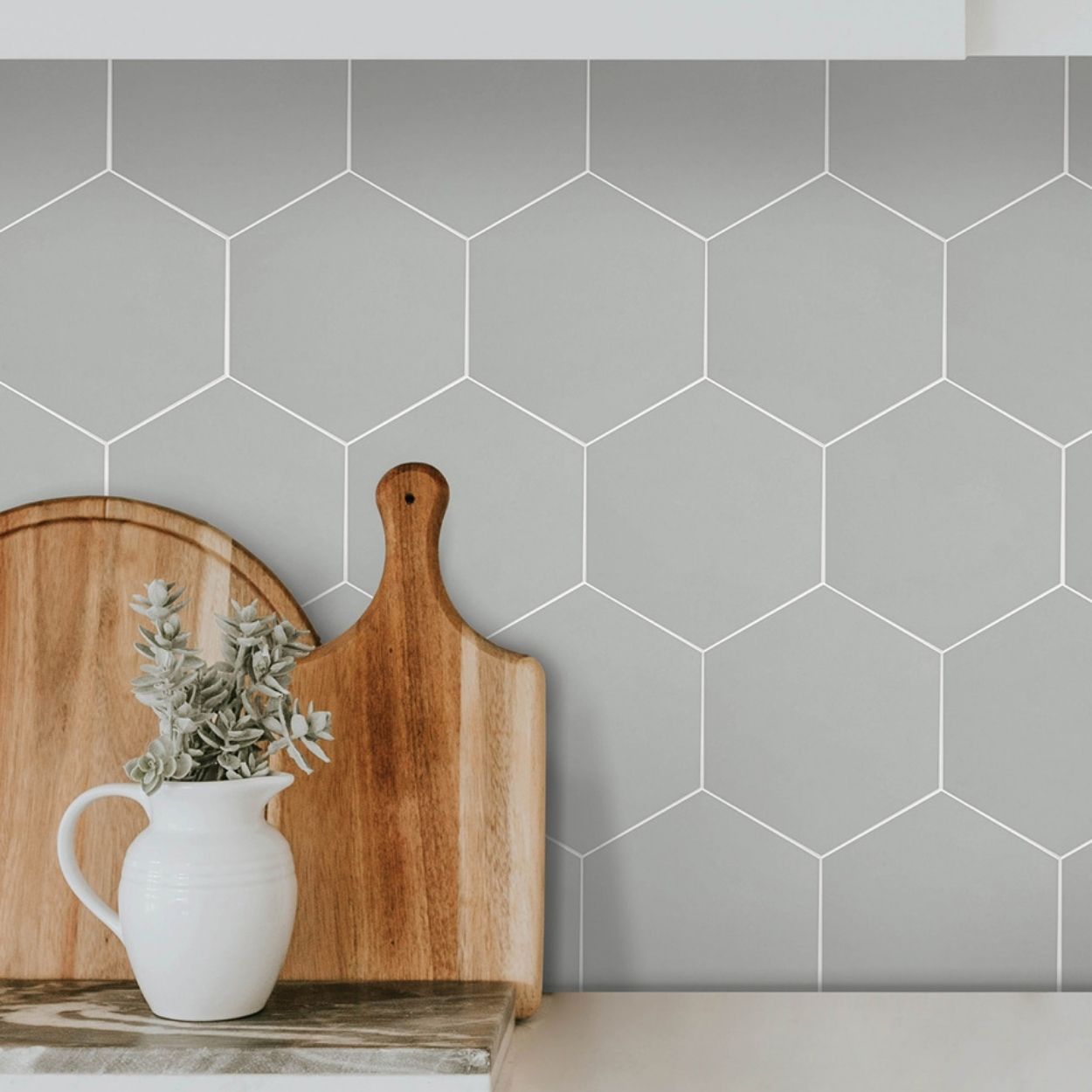 Hexagon Grey Peel & Stick Luxury Wall