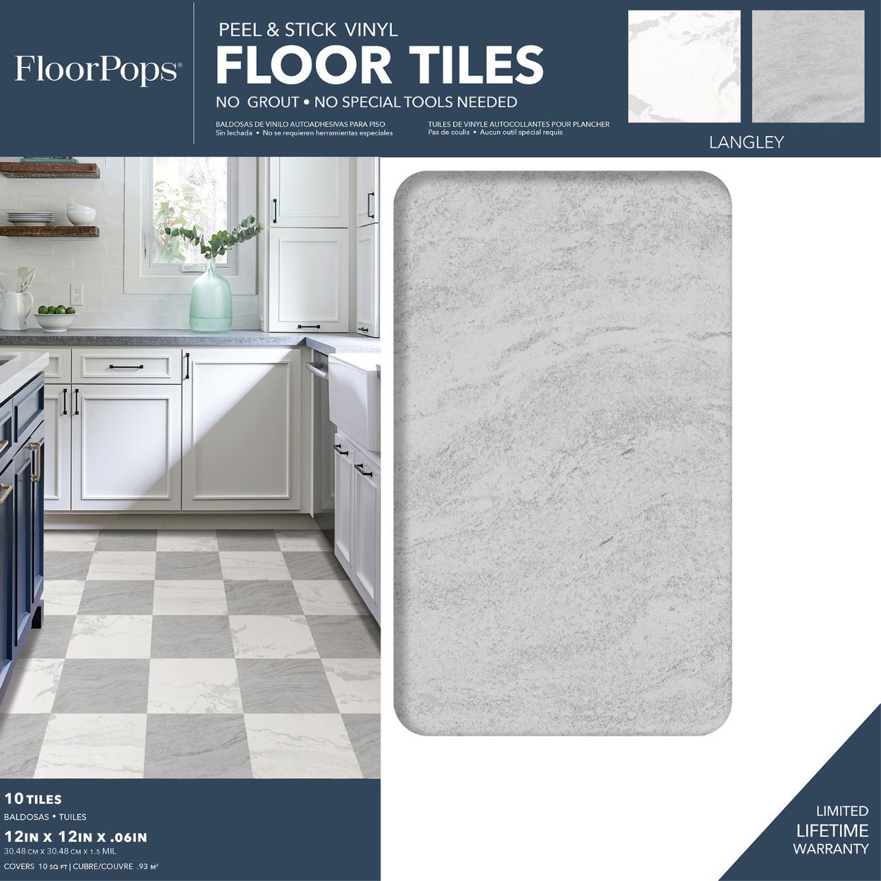Bonneville Beige Peel & Stick Floor Tiles