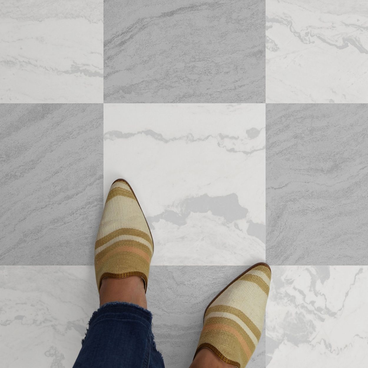 Langley Grey Peel & Stick Floor Tiles