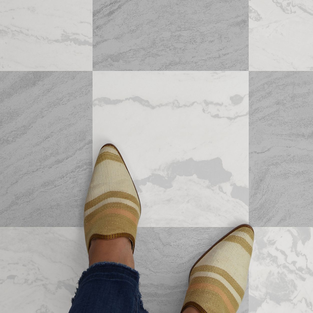 Langley Grey Peel & Stick Floor Tiles