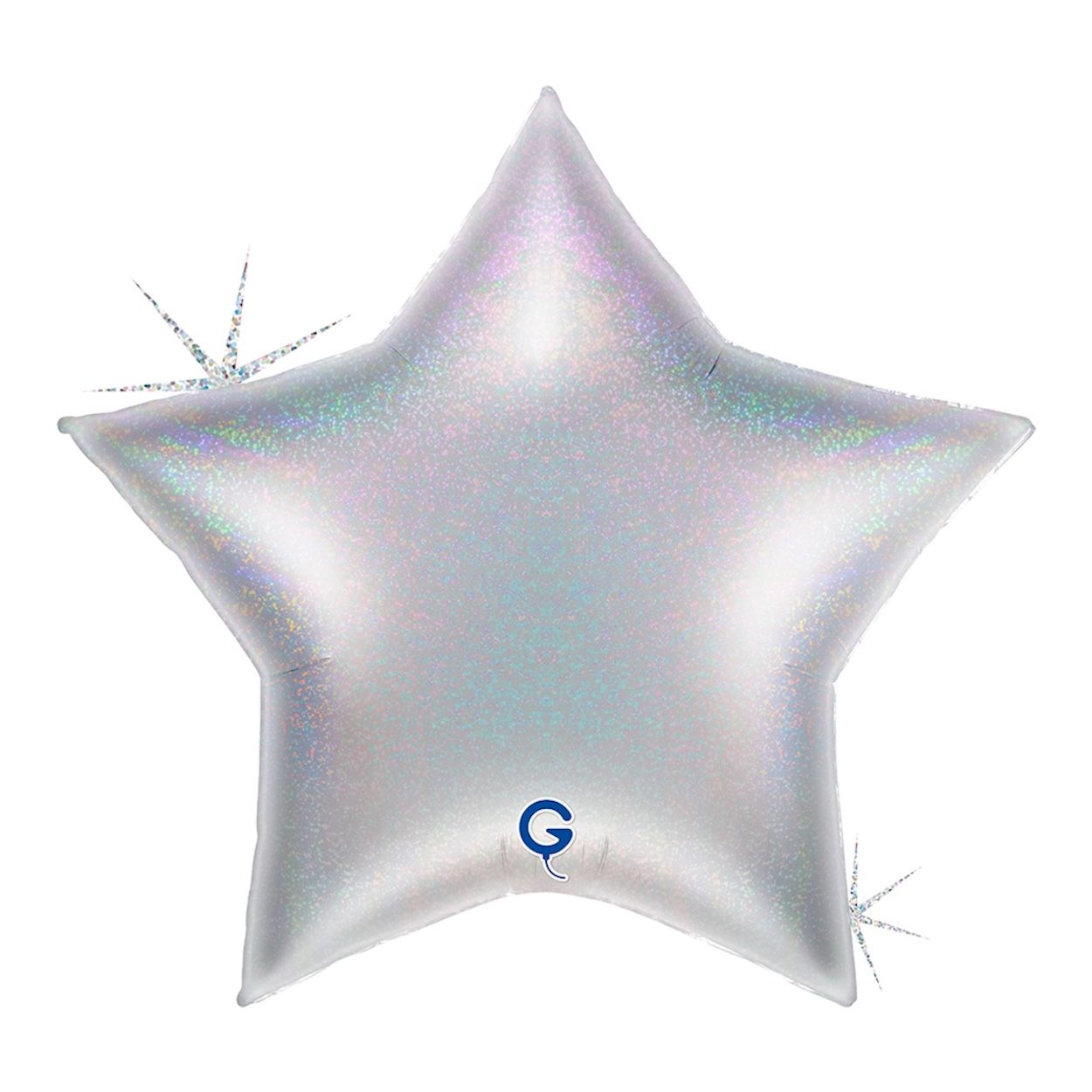 Star Glitter Holographic Silver Foil Balloon