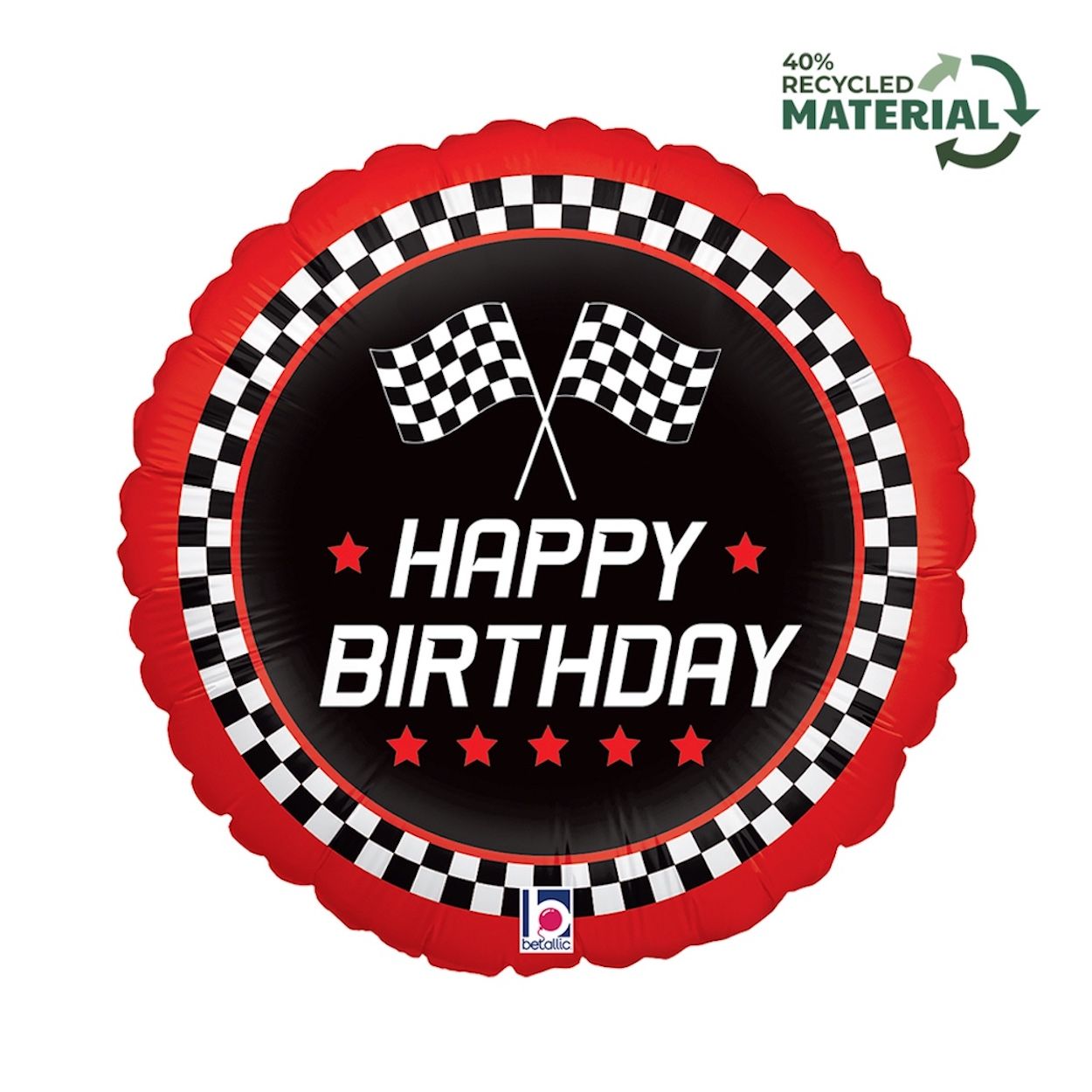 Checkered Flag Happy Birthday Foil Balloon