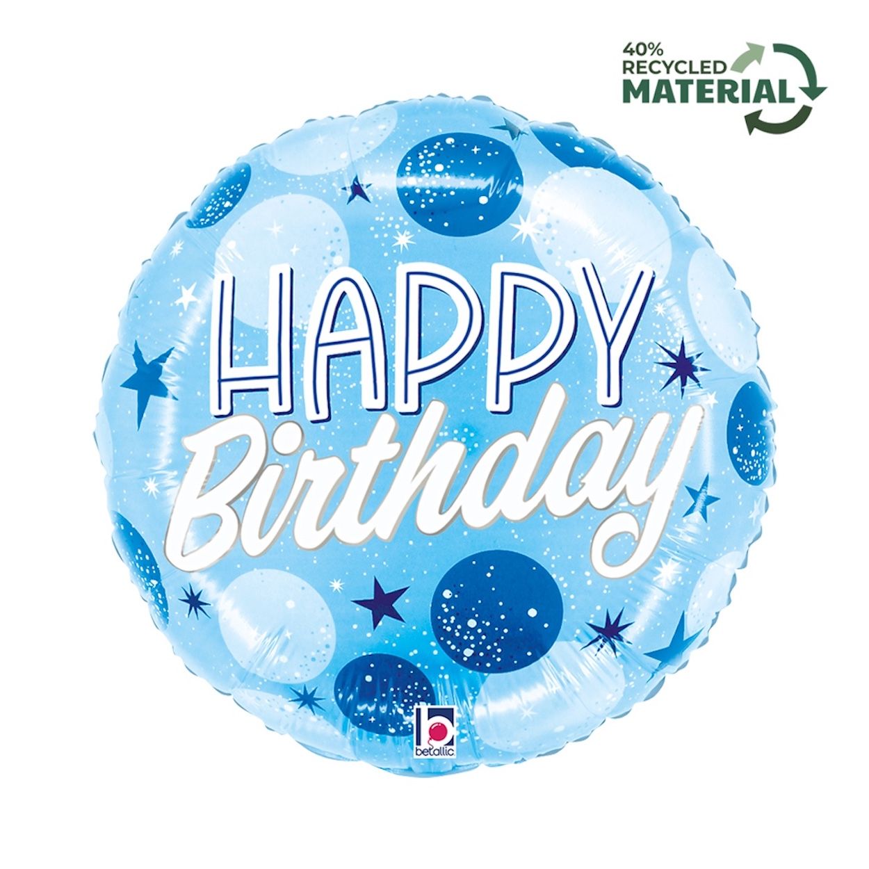 Birthday Blue Sparkle Dots Foil Balloon 46cm