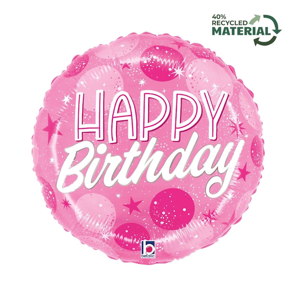 Birthday Pink Sparkle Dots Foil Balloon 46cm