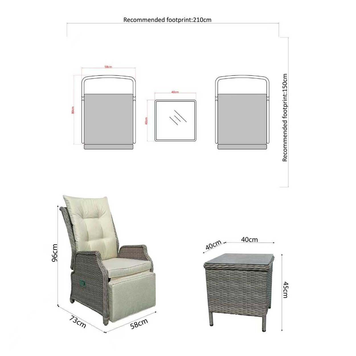 Eden Reclining Bistro Set 