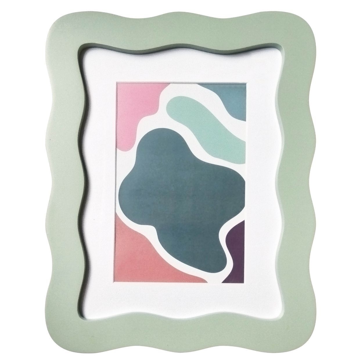 Wavy Photo Frame 6x8 matted to 4x6 Sage Green