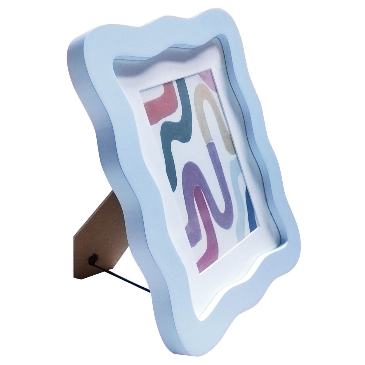 Wavy Photo Frame 6x8 matted to 4x6 Blue