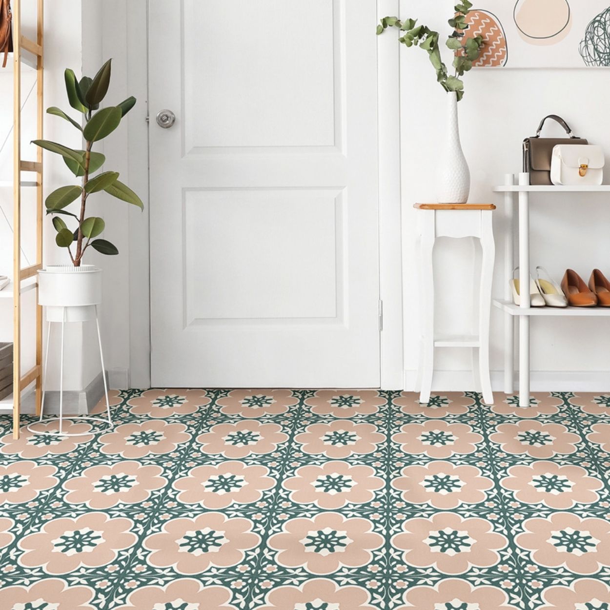 Daphne Pink Peel & Stick Floor Tiles