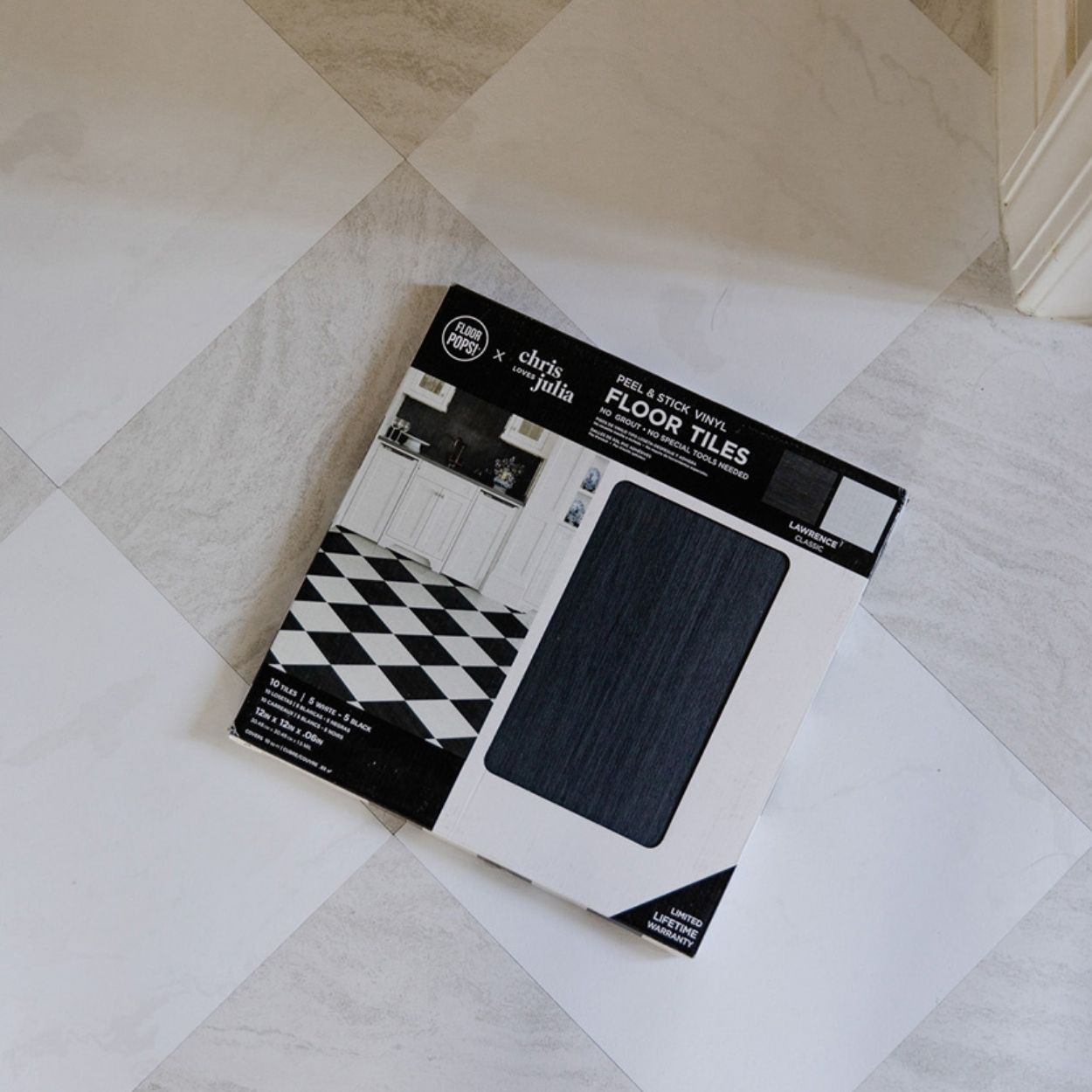 Lawrence Black Peel & Stick Floor Tiles