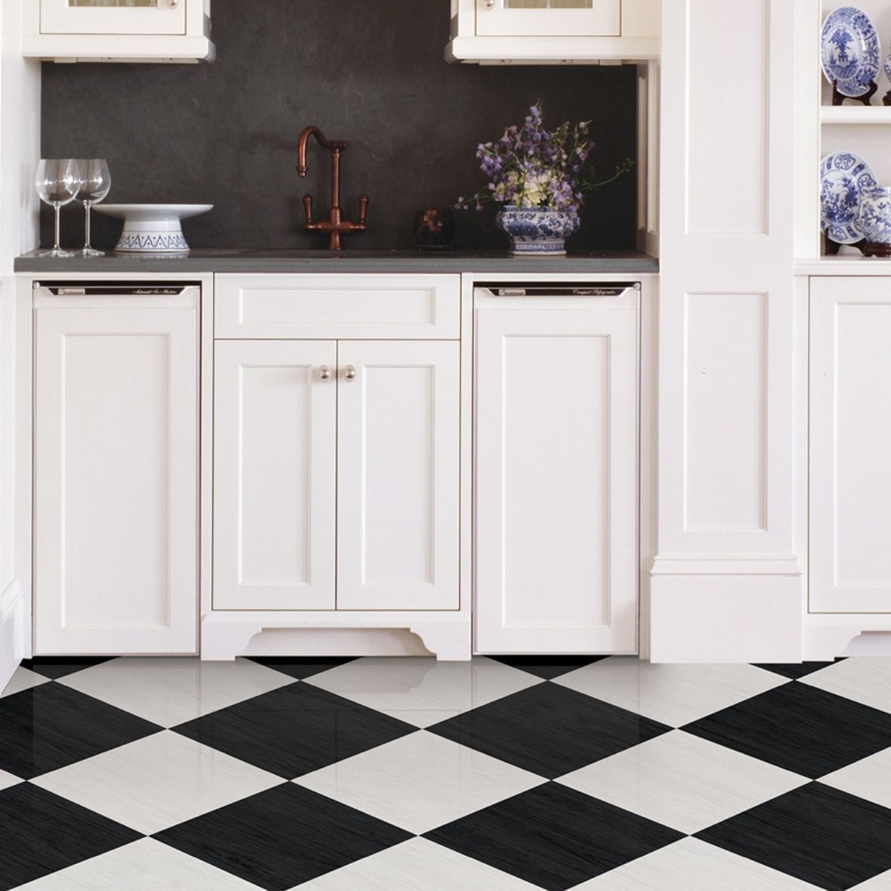 Lawrence Black Peel & Stick Floor Tiles