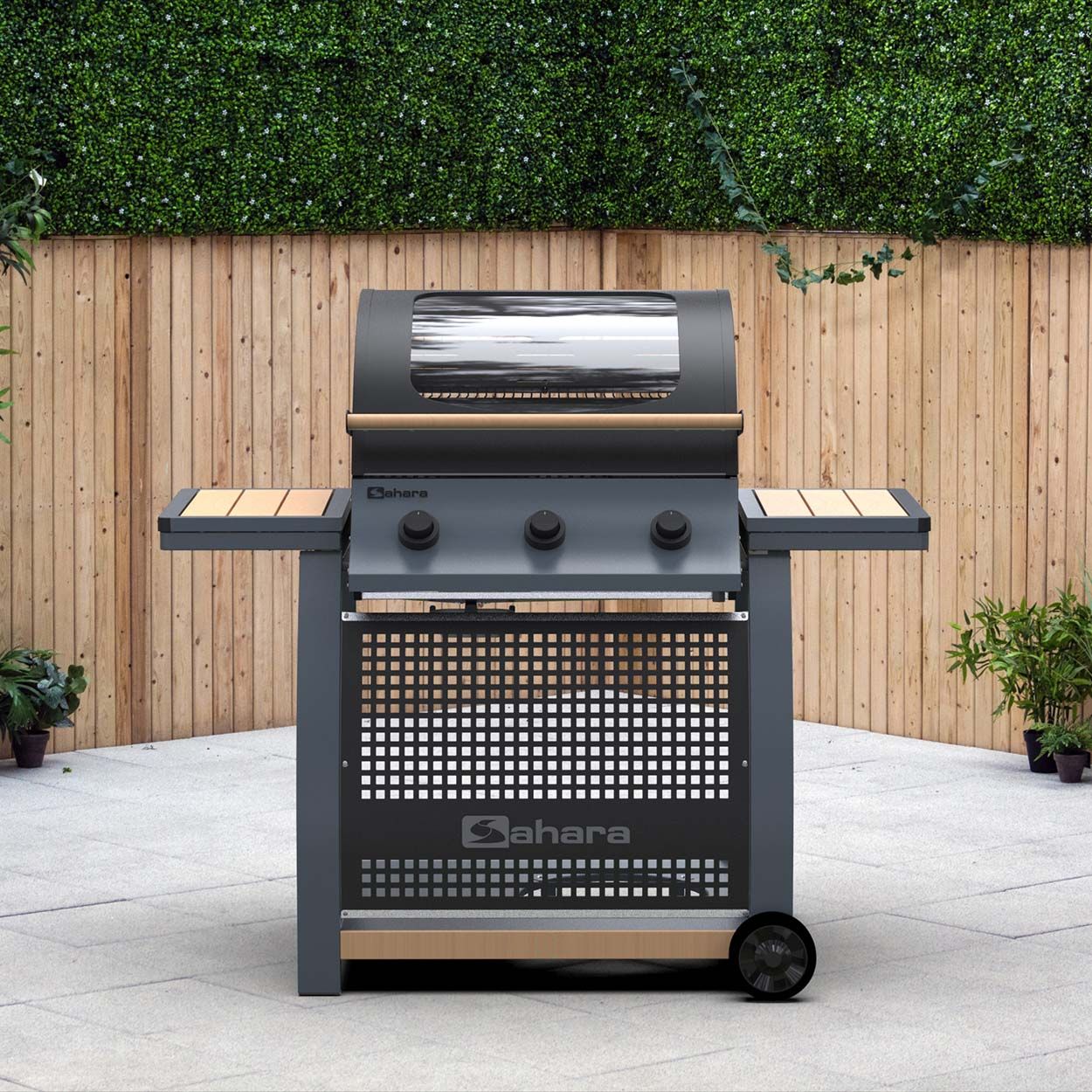 Sahara S355 Gas BBQ Wood Effect Steel