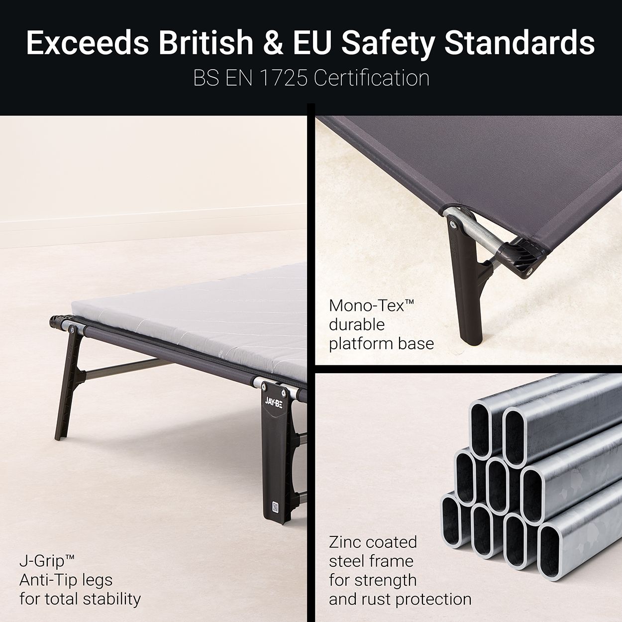 Jay-Be CE120 Compact Folding Bed with Mattress, Small Double 