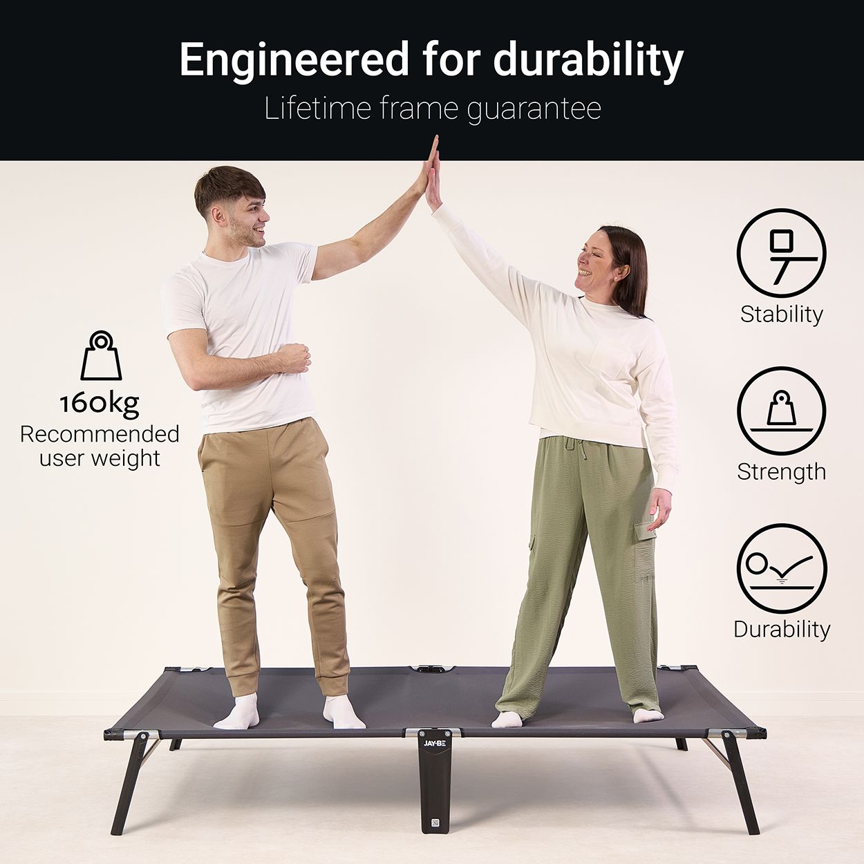 Jay-Be CE120 Compact Folding Bed with Mattress, Small Double 
