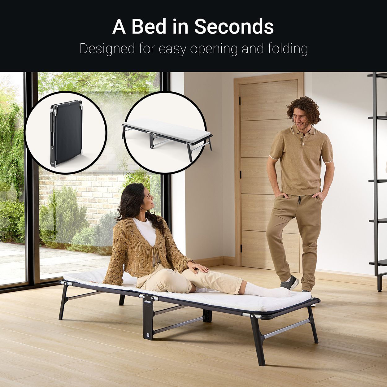 Jay-Be HE70 Hideaway Folding Bed with Mattress, Single