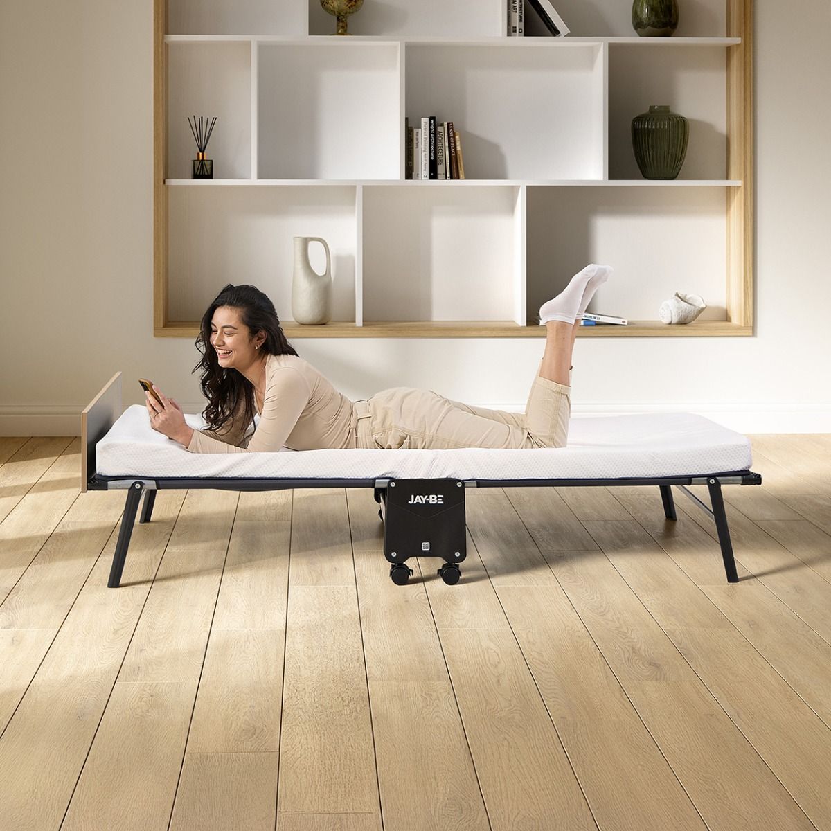 Jay-Be RM80 Rollaway Folding Bed with Memory Mattress, Single