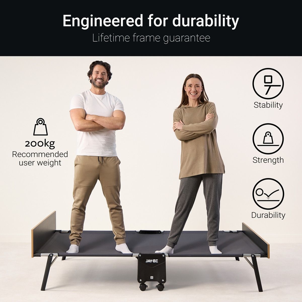 Jay-Be GP120 Grand Folding Bed with Pocket Sprung Mattress, Small Double 