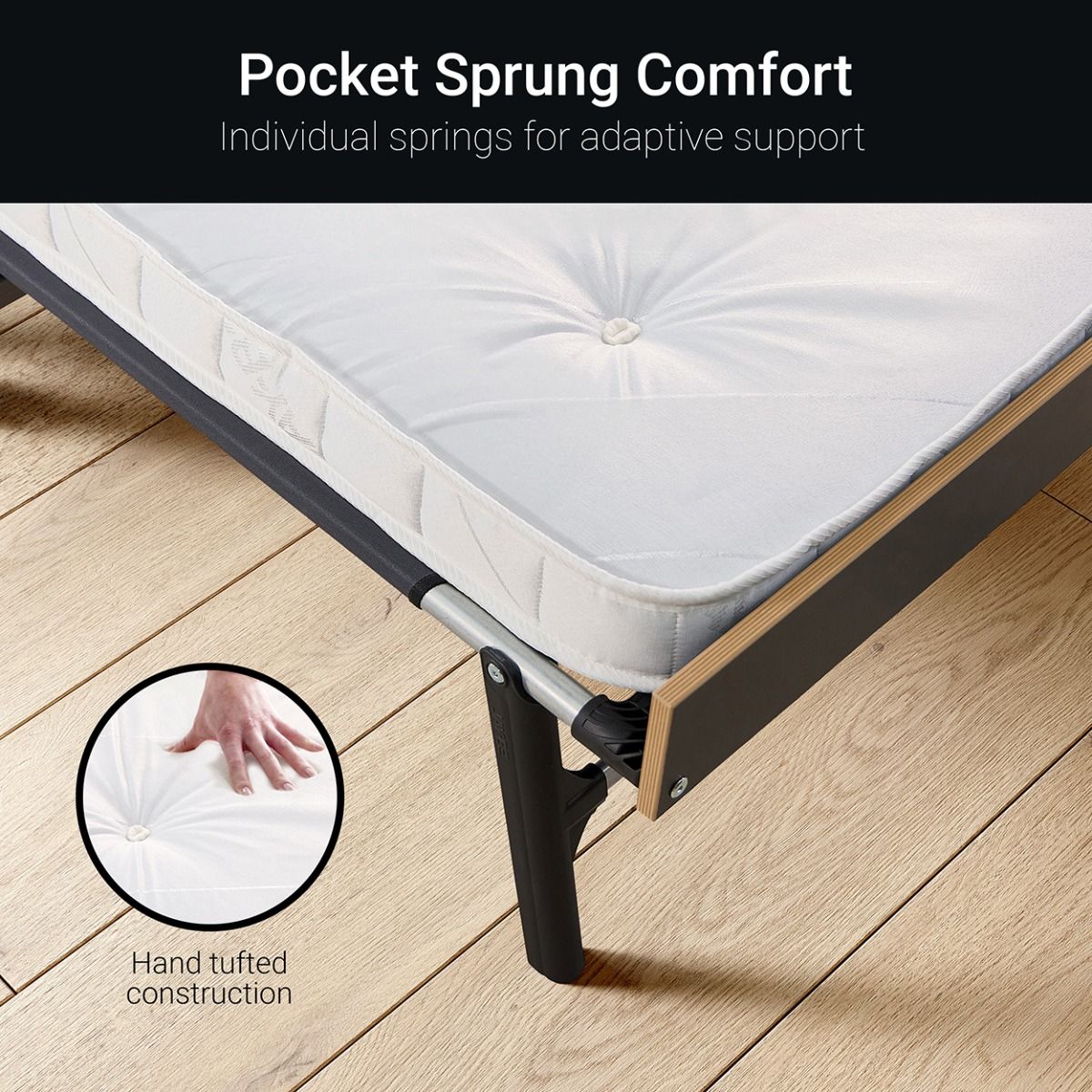 Jay-Be GP120 Grand Folding Bed with Pocket Sprung Mattress, Small Double 