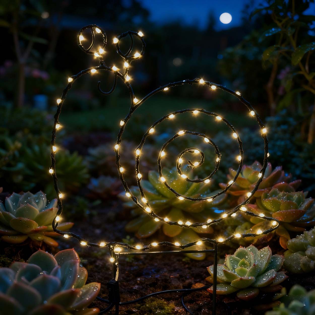 LED Snail Wirework Metal Stake 58cm