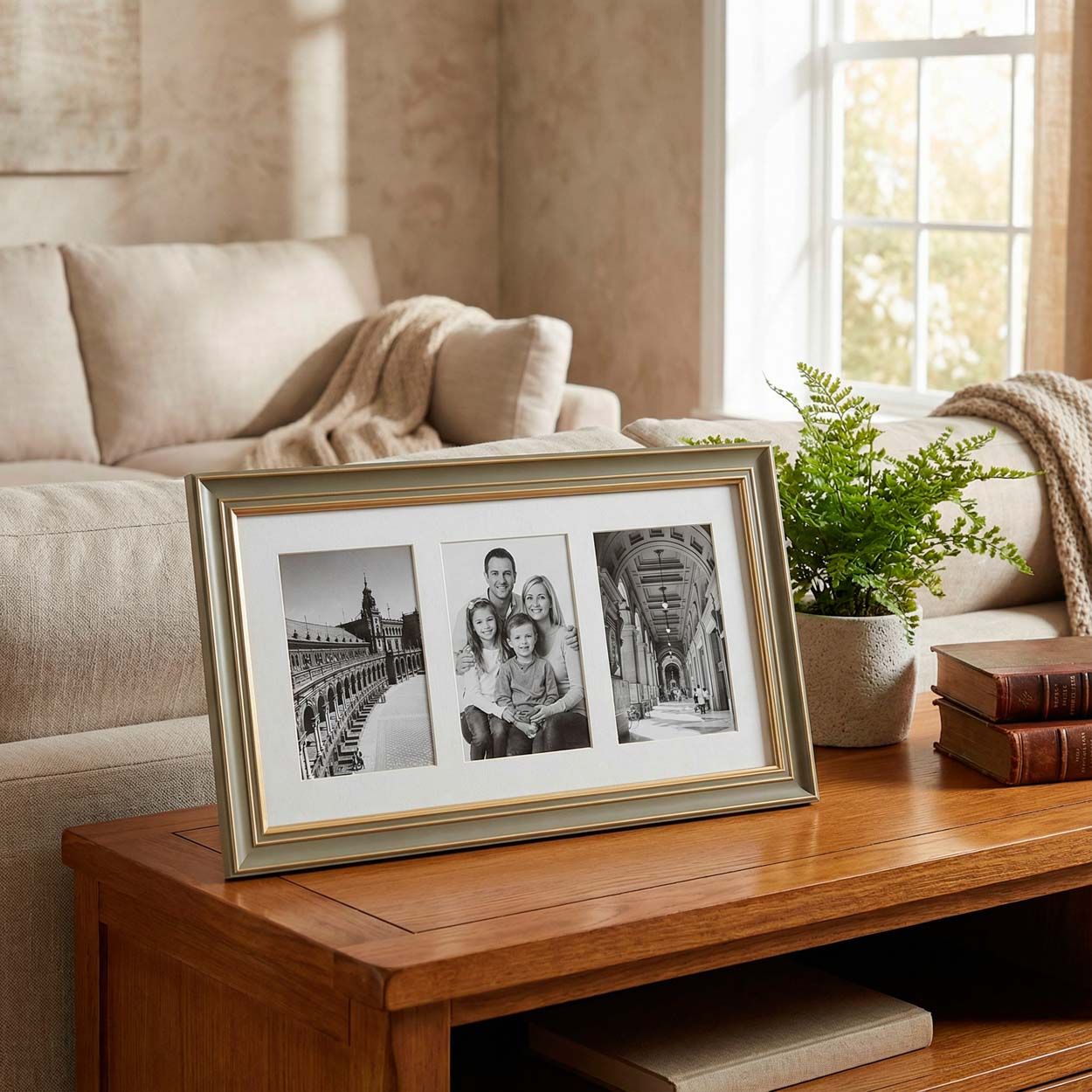 Collage Photo Frame Green & Gold 3 Set 4 x 6