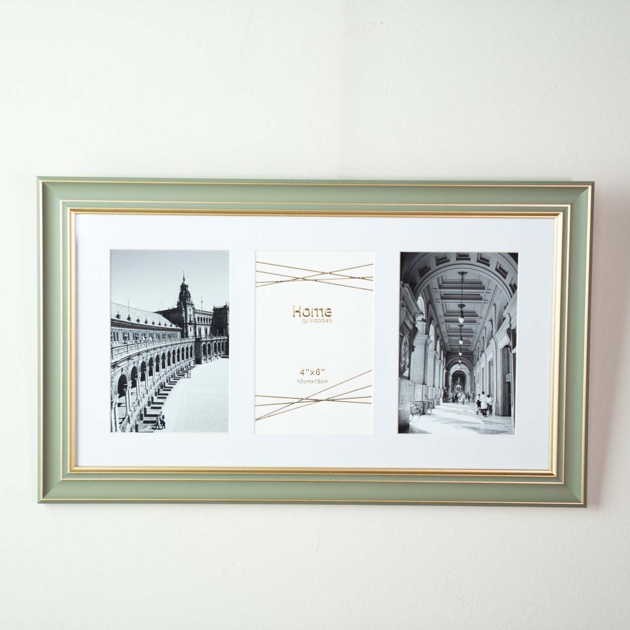 Collage Photo Frame Green & Gold 3 Set 4 x 6