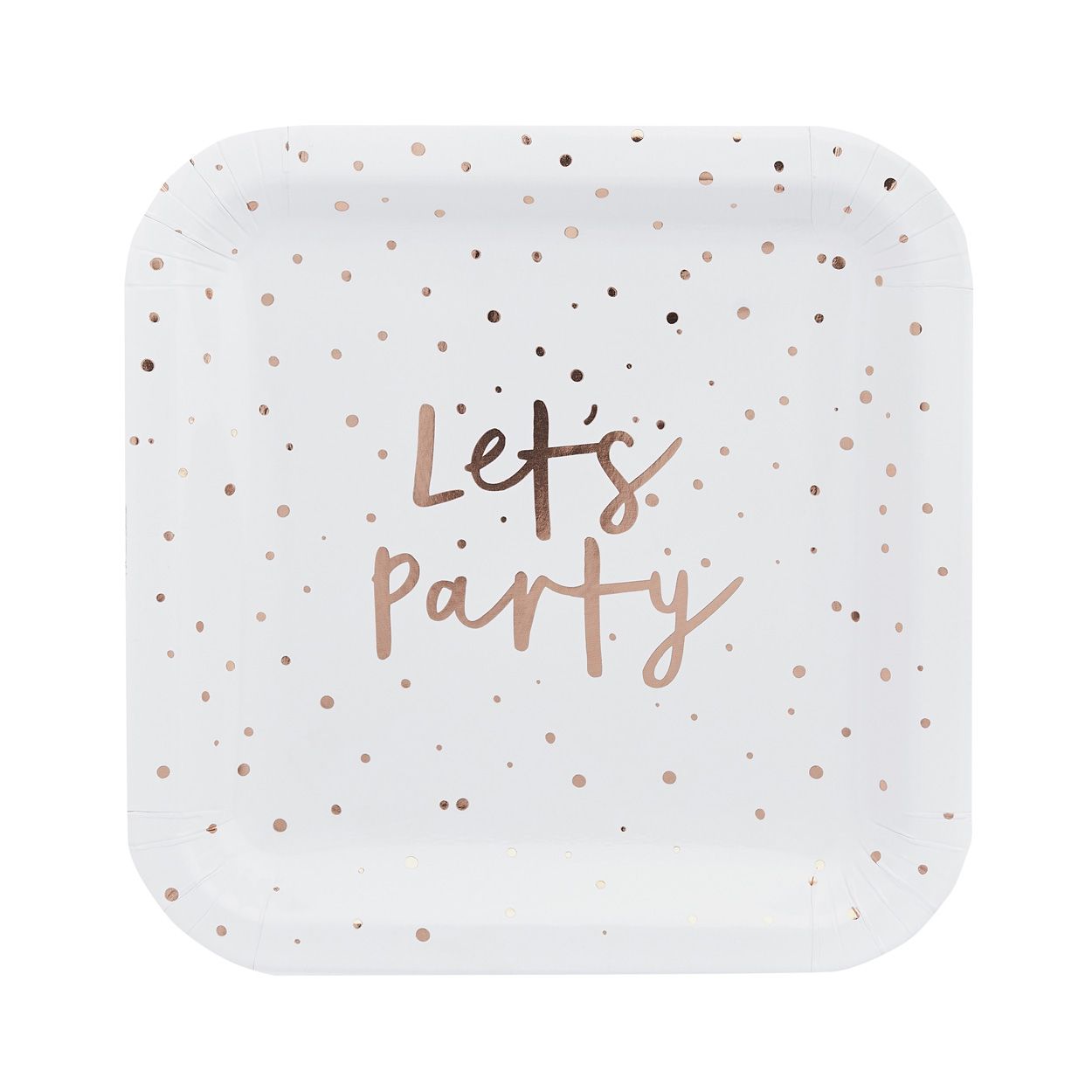 Rose Gold Lets Party Paper Plates