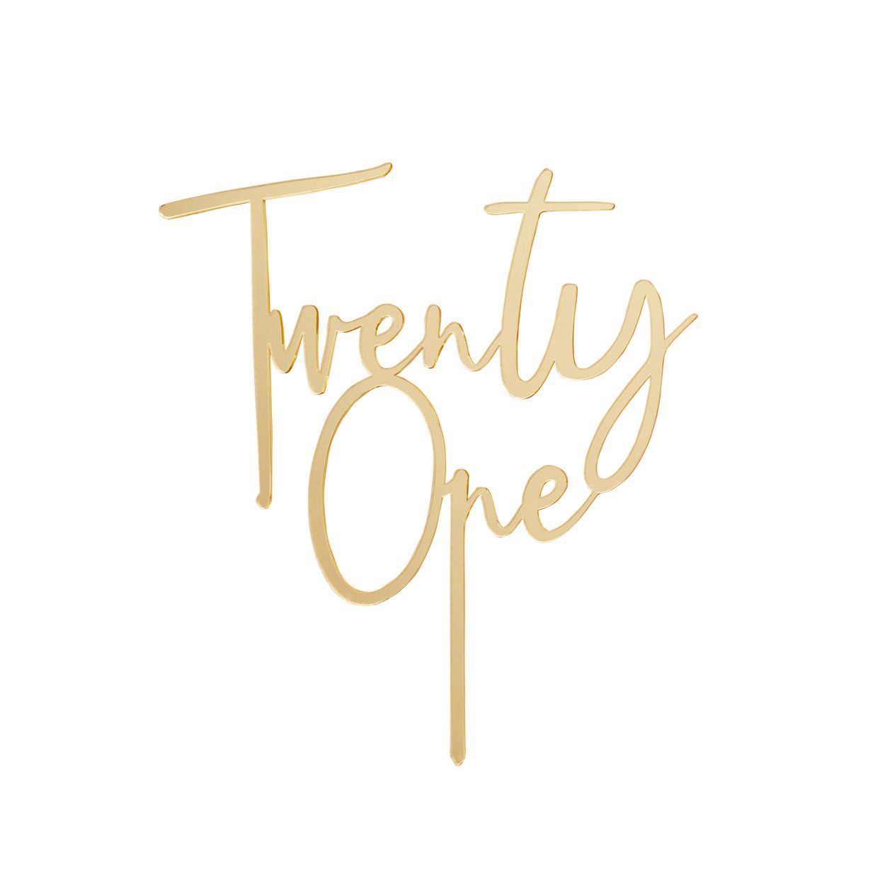 Gold Twenty One Acrylic Cake Topper