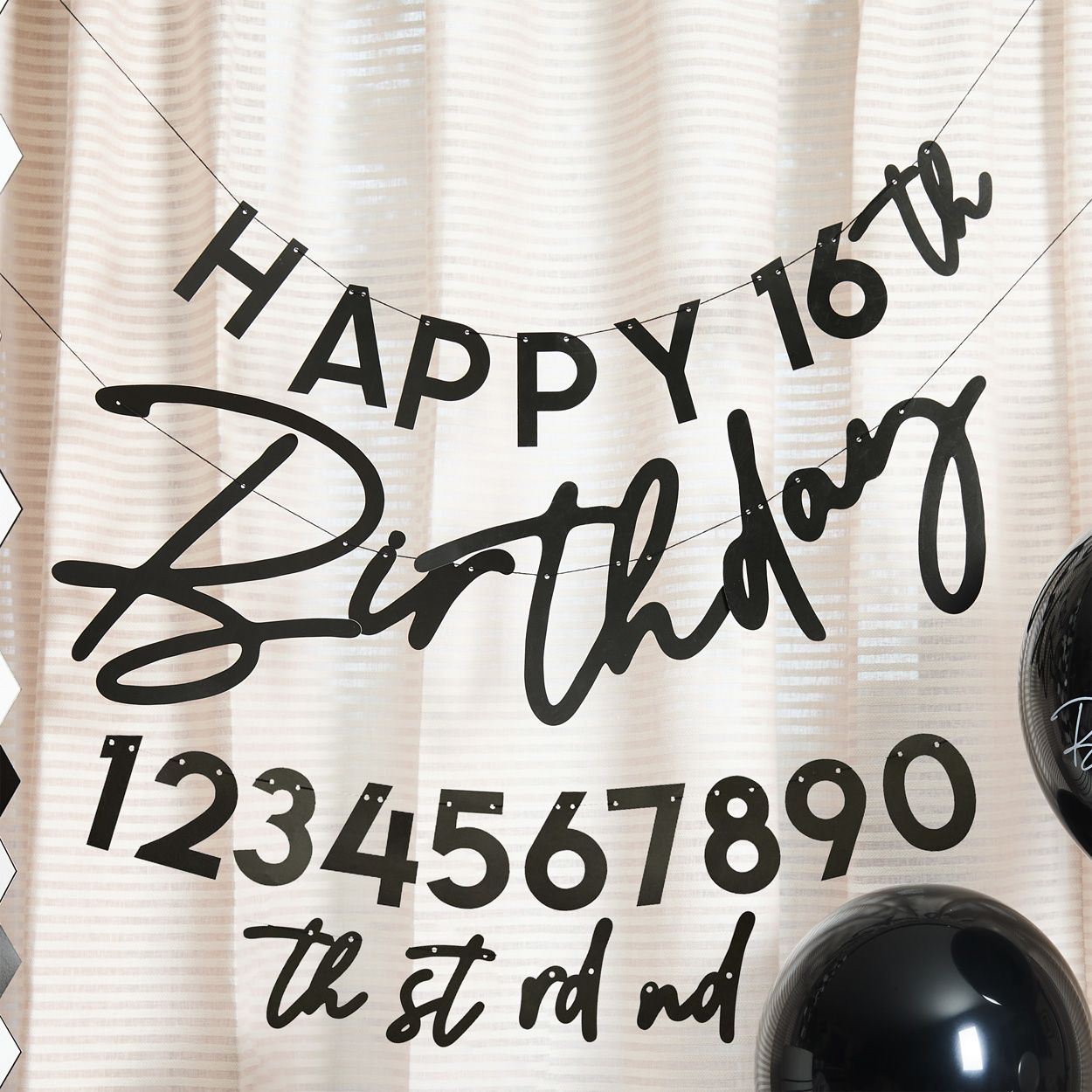 Black Happy Birthday Customisable Banner