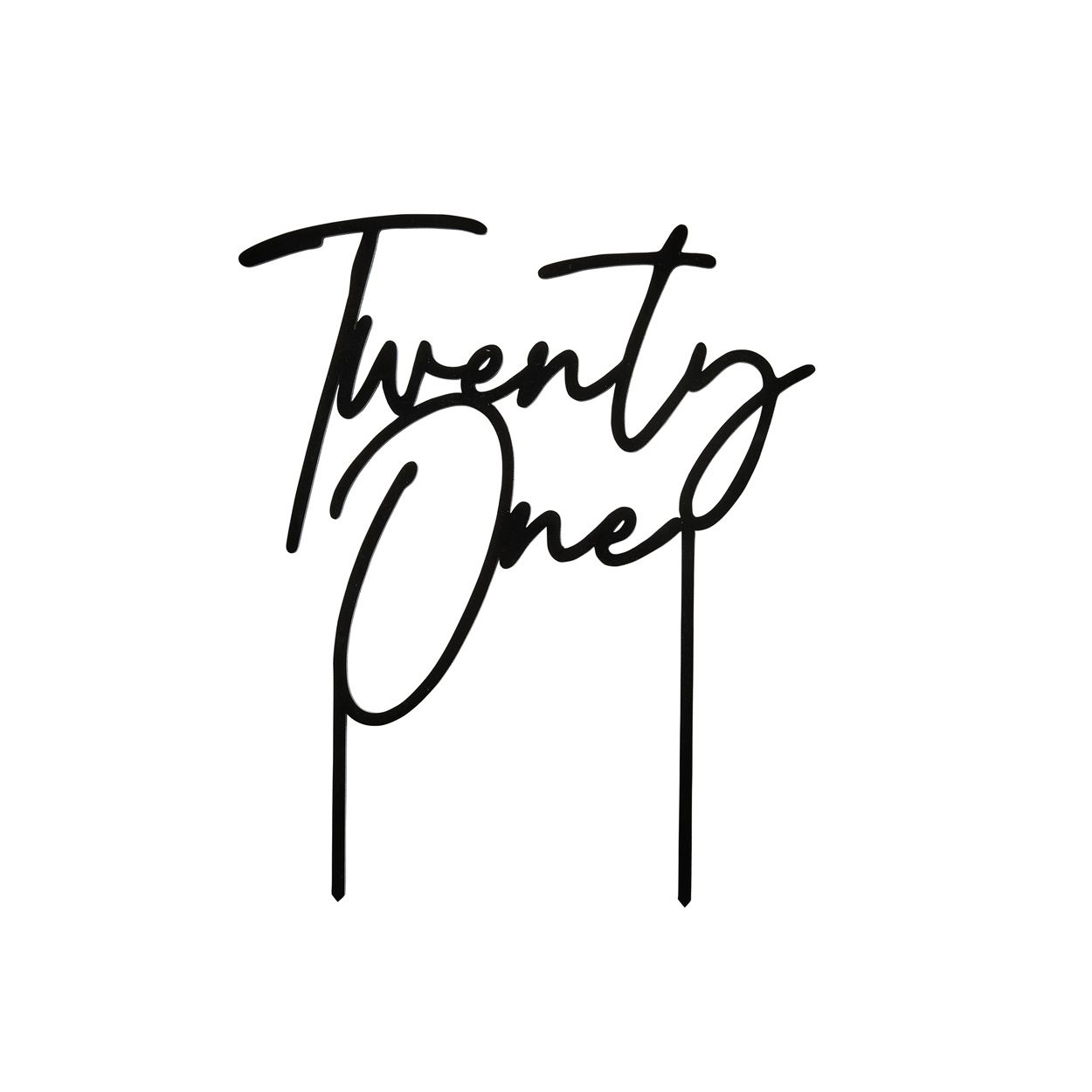 Black Twenty One Acrylic Cake Topper