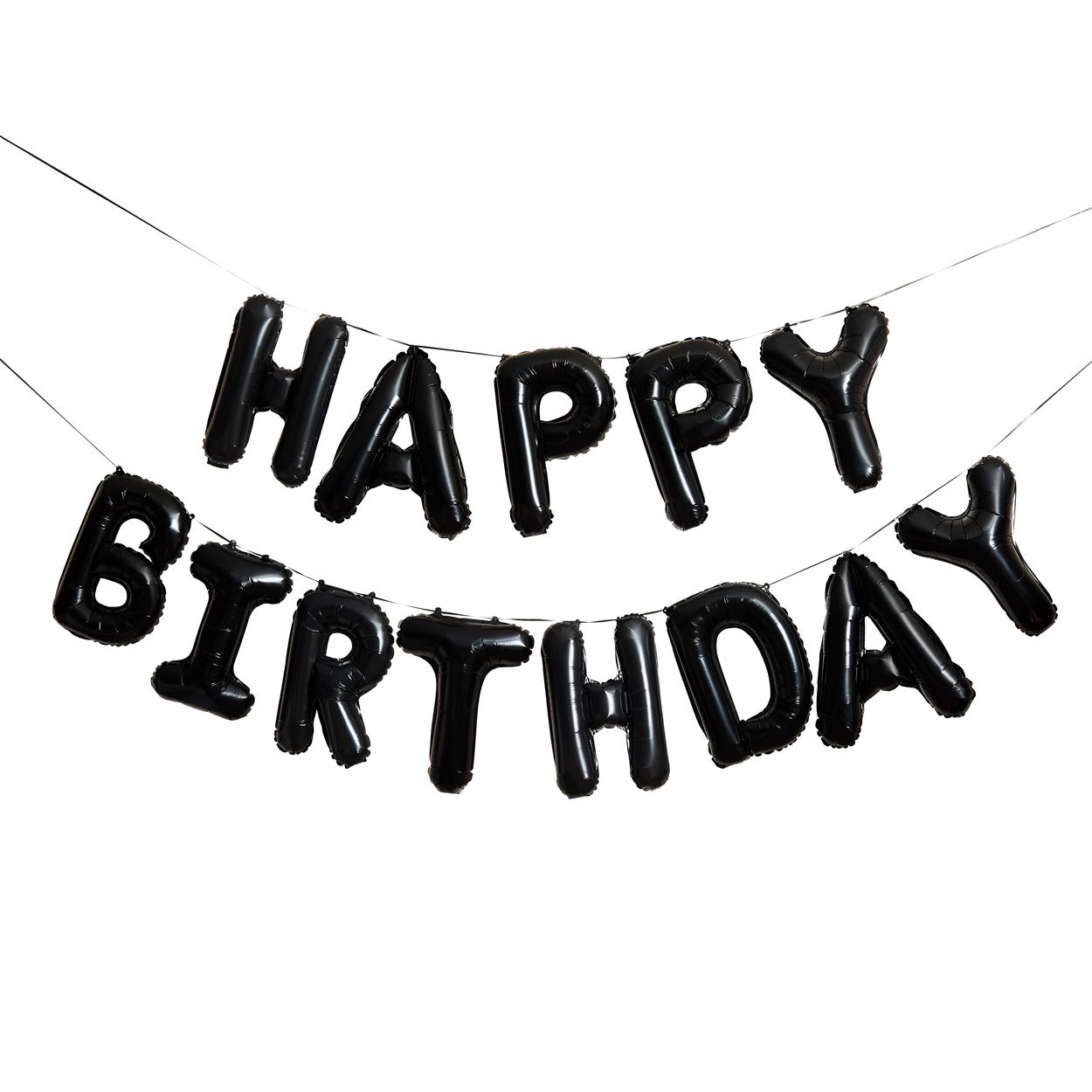 Black Happy Birthday Foil Balloon Garland