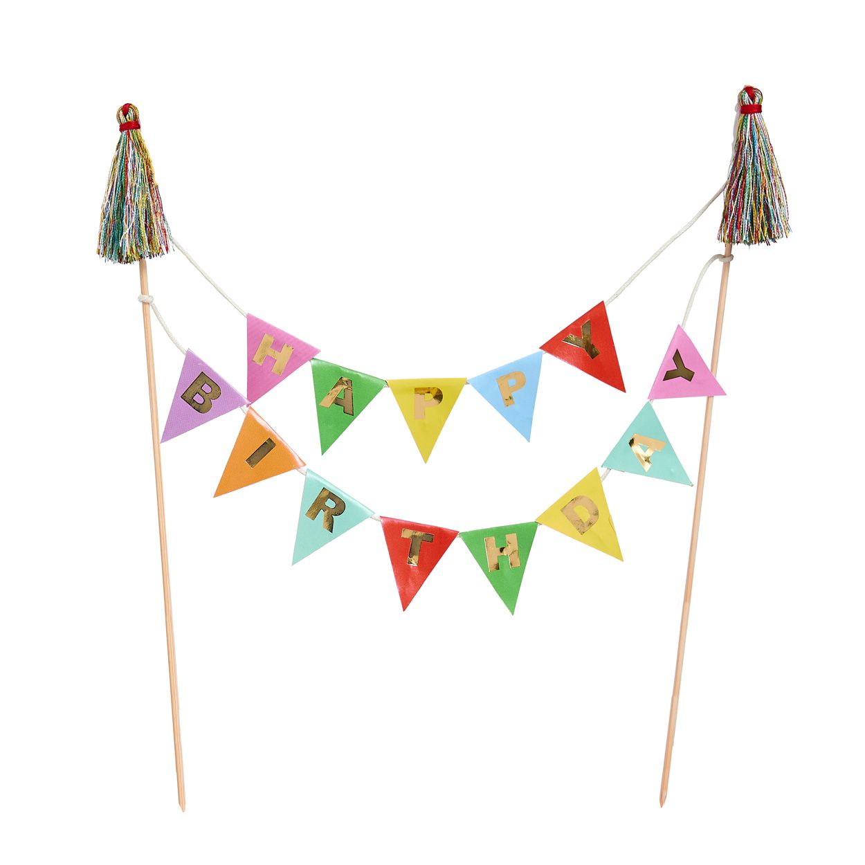 Birthday Bunting Card Cake Topper & Tassels