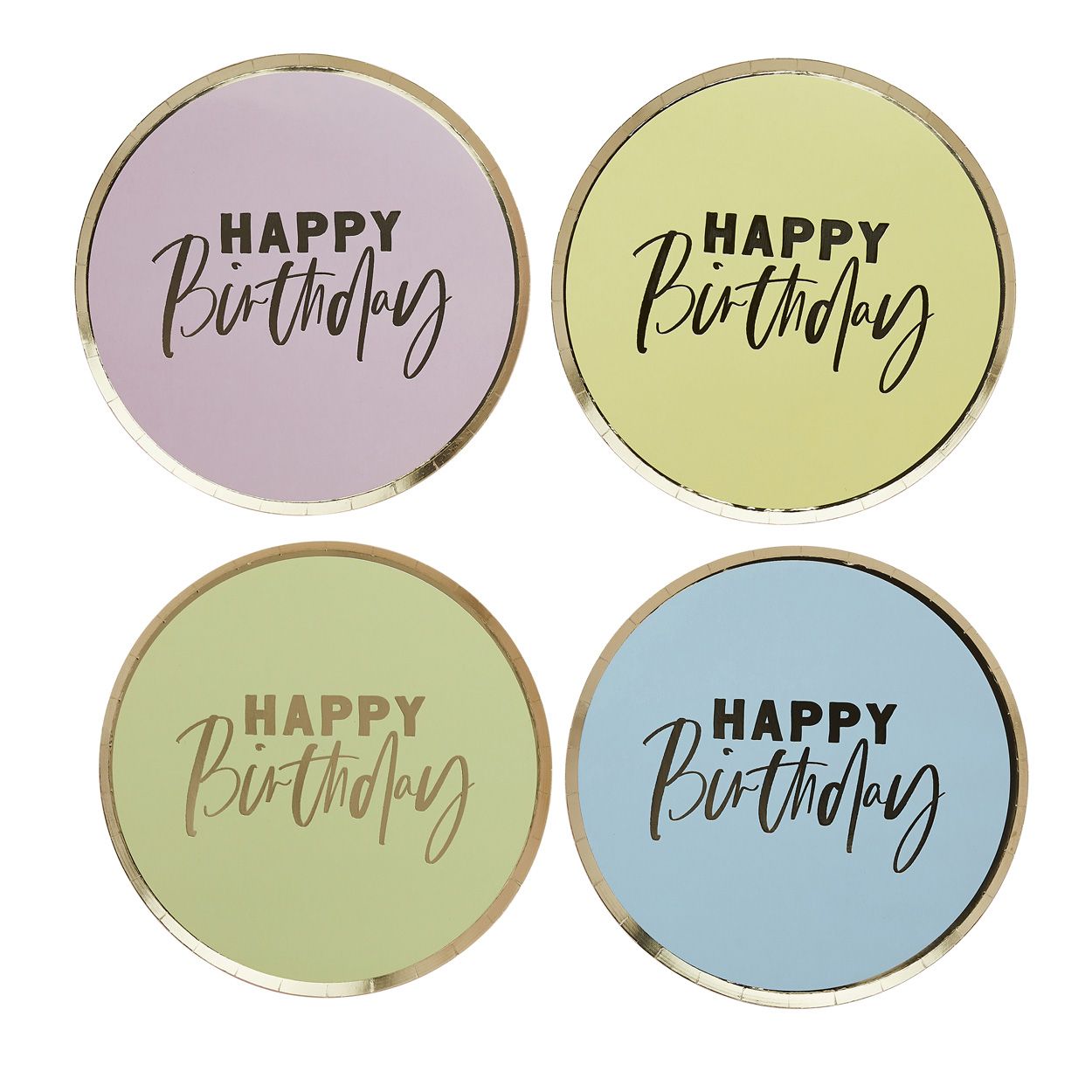 Pastel Happy Birthday Paper Plates