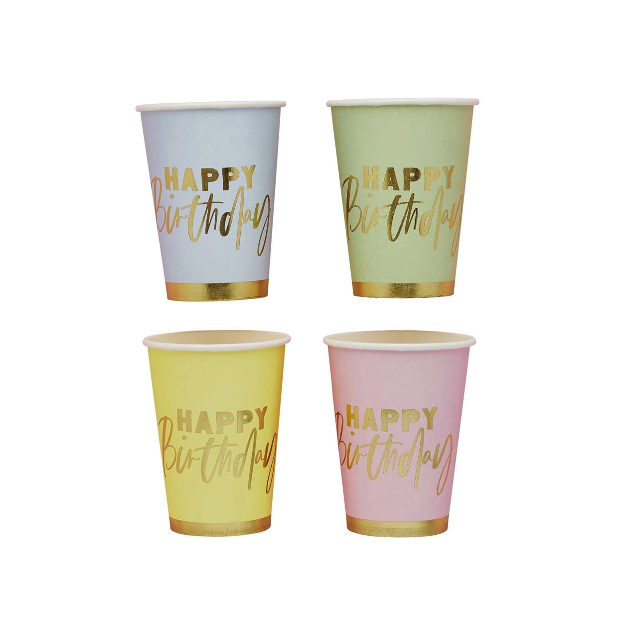 Pastel Happy Birthday Paper Cups