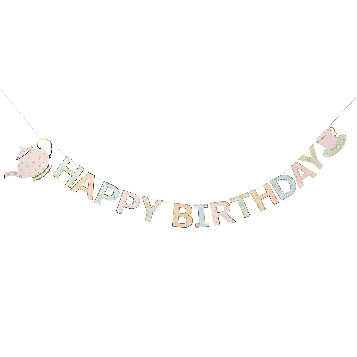 Tea Party Happy Birthday Card Banner