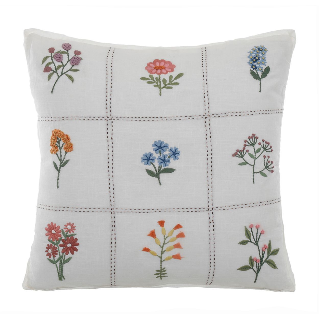 Floral Embroidered Patch Cushion