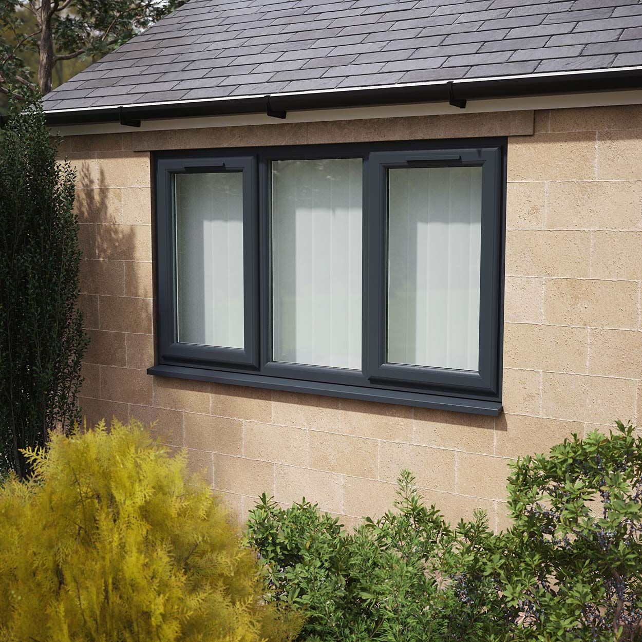Crystal uPVC Window Grey 7016 A Rated Fixed Center 1770mm x 965mm