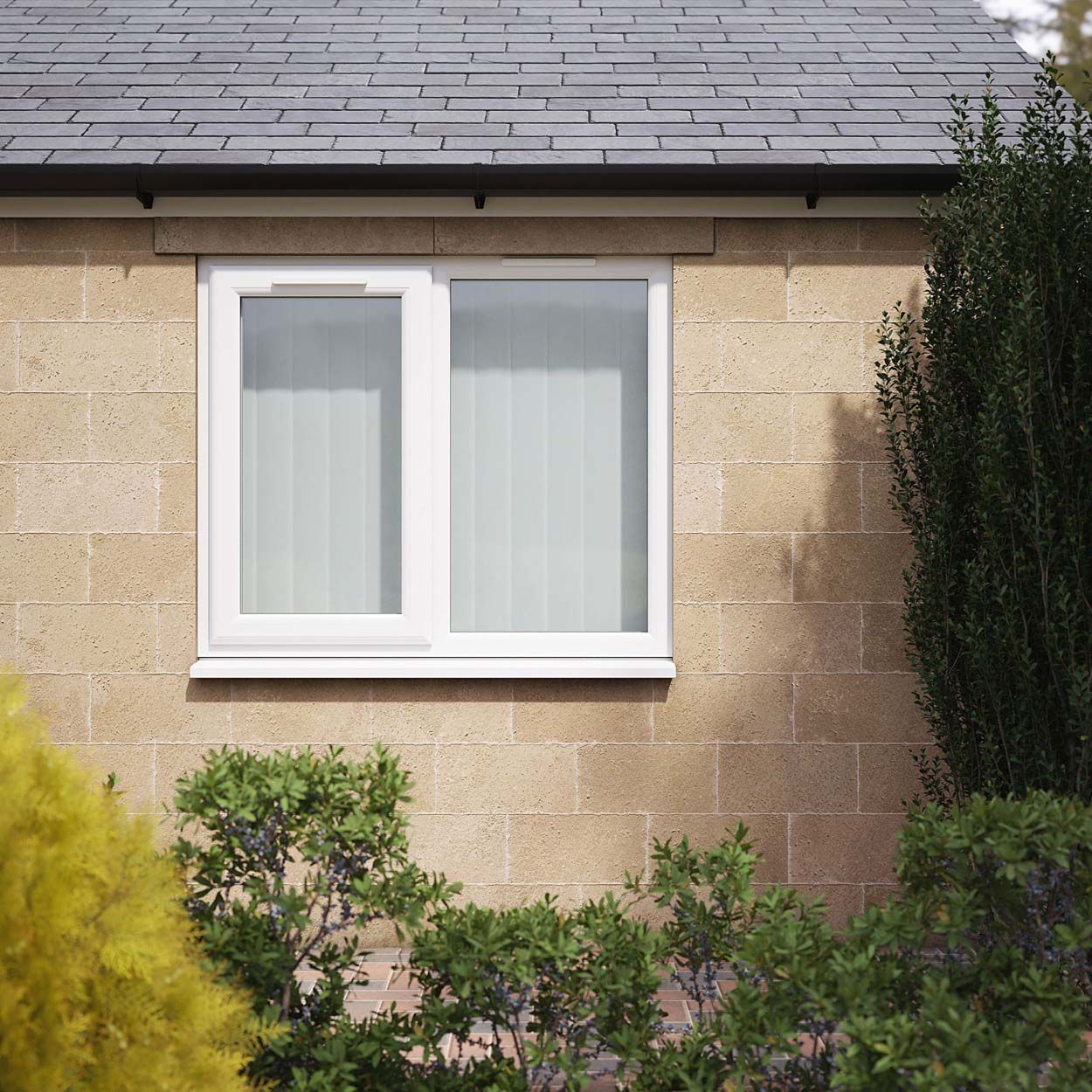 Crystal uPVC Window White A Rated Left Hand Side Hung Next to a Fixed Light 1190mm x 965mm