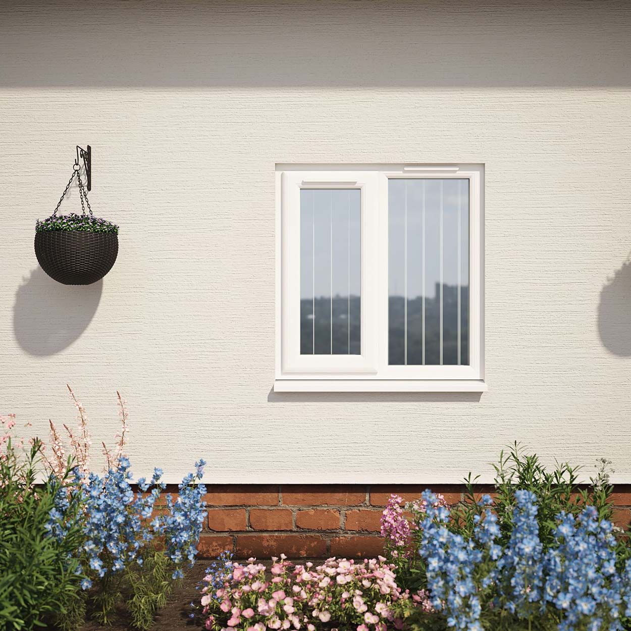 Crystal uPVC Window White A Rated Left Hand Side Hung Next to a Fixed Light 905mm x 965mm