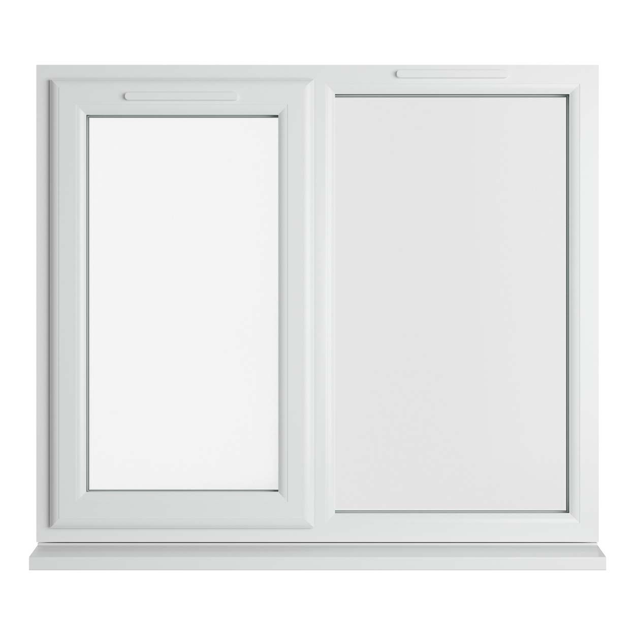 Crystal uPVC Window White A Rated Left Hand Side Hung Next to a Fixed Light 1190mm x 1190mm