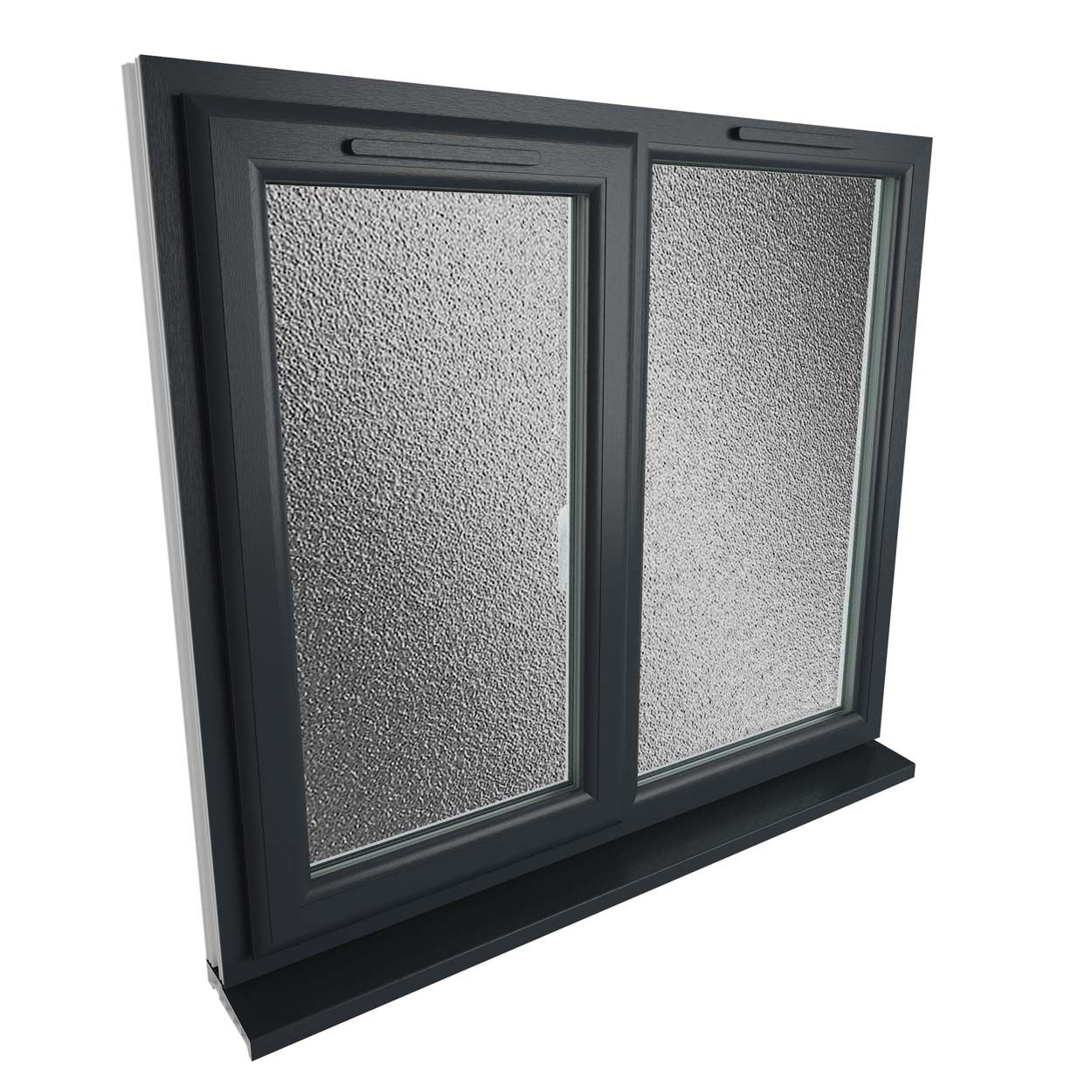 Crystal uPVC Window Grey 7016 A Rated Left Hand Side Hung Next to a Fixed Light 1190mm x 1190mm