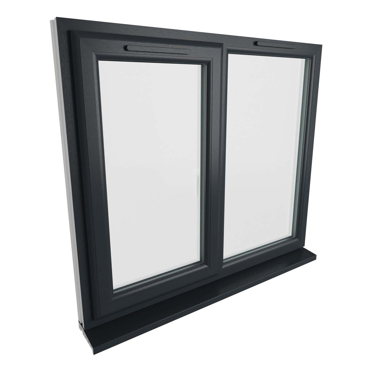 Crystal uPVC Window Grey 7016 A Rated Left Hand Side Hung Next to a Fixed Light 1190mm x 1190mm