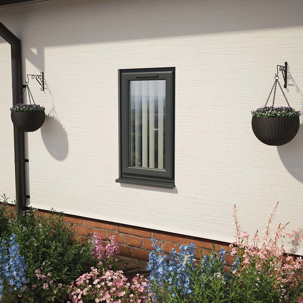 Crystal uPVC Window Grey 7016 A Rated Right Hand Side Hung 610mm x 1040mm