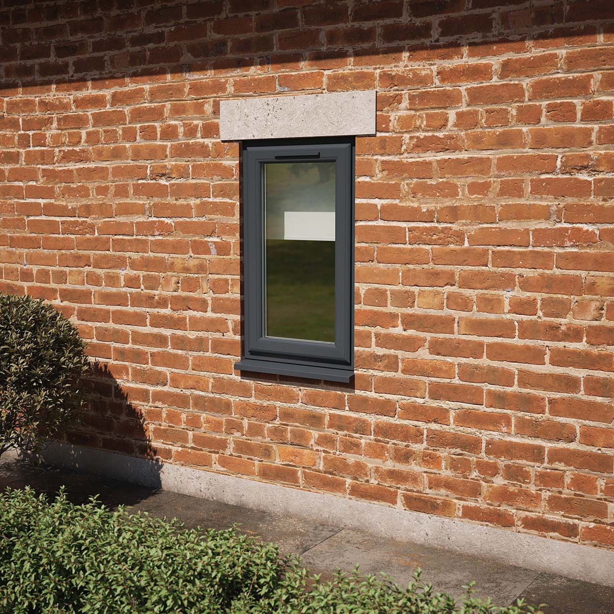 Crystal uPVC Window Grey 7016 A Rated Right Hand Side Hung 610mm x 1040mm