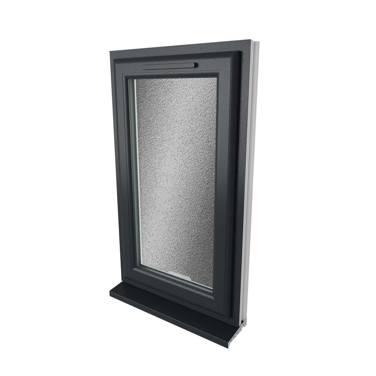 Crystal uPVC Window Grey 7016 A Rated Right Hand Side Hung 610mm x 1115mm