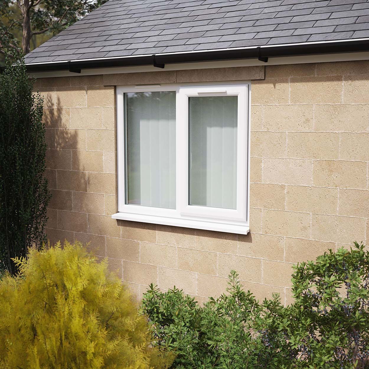 Crystal uPVC Window White A Rated Right Hand Side Hung Next to a Fixed Light 1190mm x 965mm