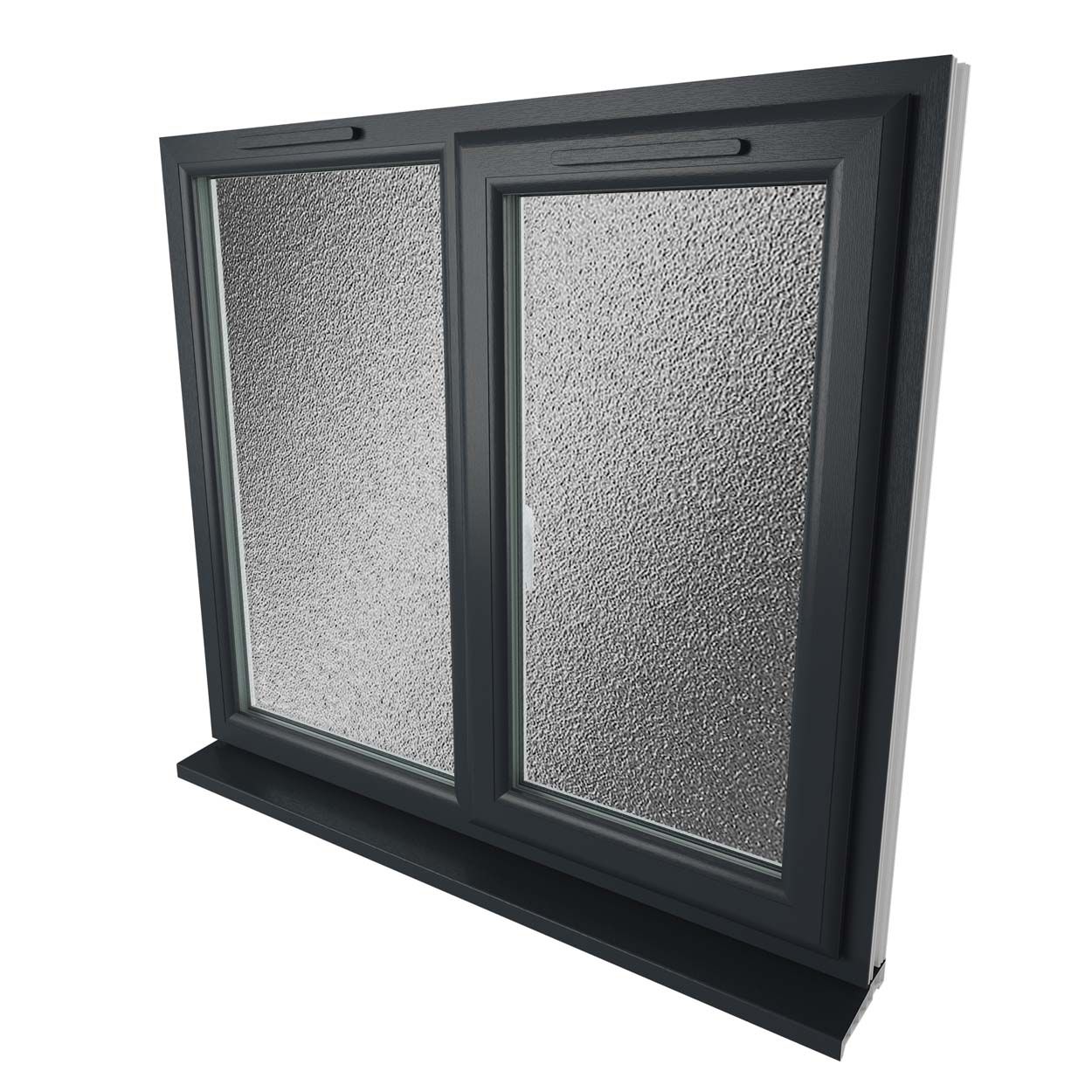 Crystal uPVC Window Grey 7016 A Rated Right Hand Side Hung Next to a Fixed Light 1190mm x 965mm